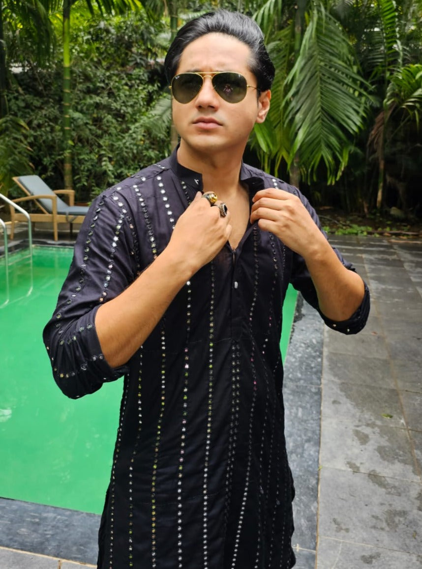 Men's Embroidered Mirror Work Kurtas