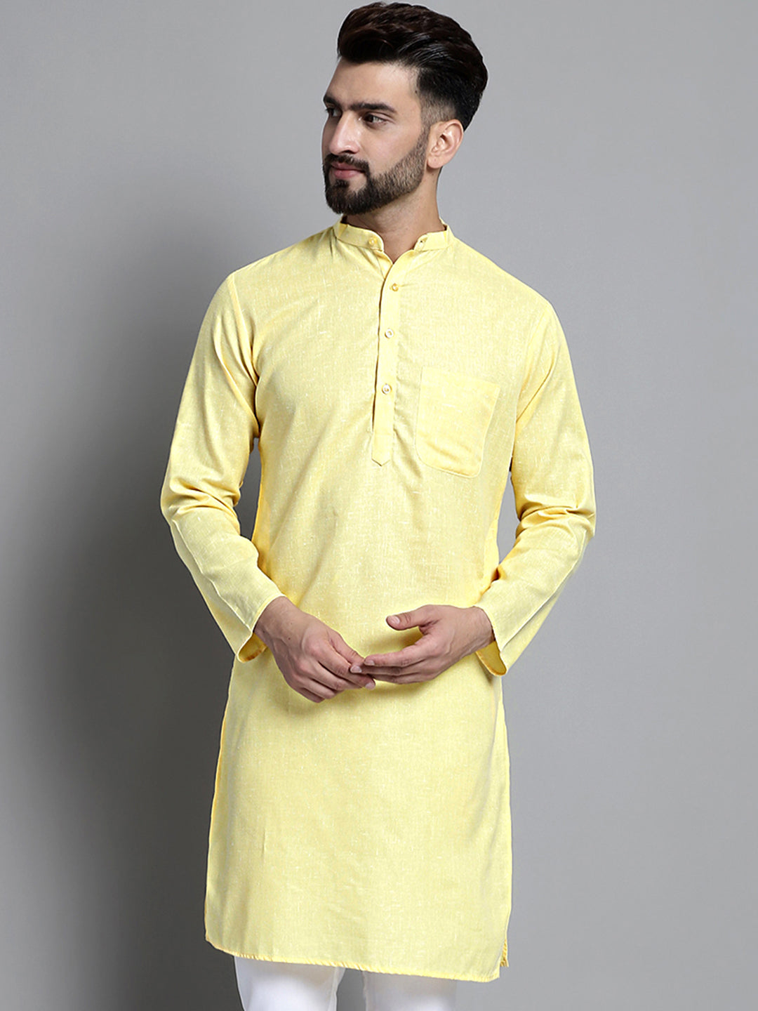 Men's Solid Pure Cotton Kurta Only