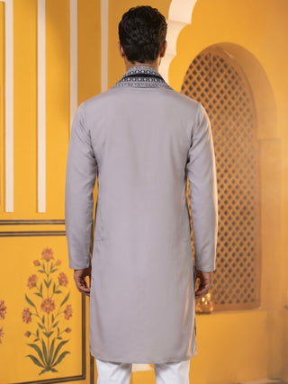 Embroidered Silk Blend Kurta and Dupatta for Men