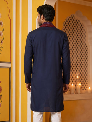 Embroidered Silk Blend Kurta and Dupatta for Men