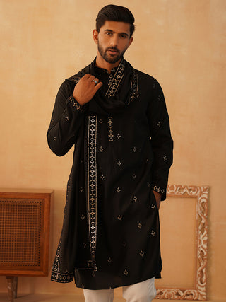 Embroidered & Sequin Kurta With Dupatta