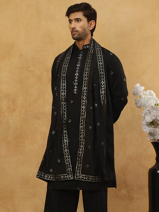 Silk Blend Embroidered Kurta with Dupatta