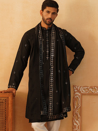 Embroidered & Sequin Kurta With Dupatta