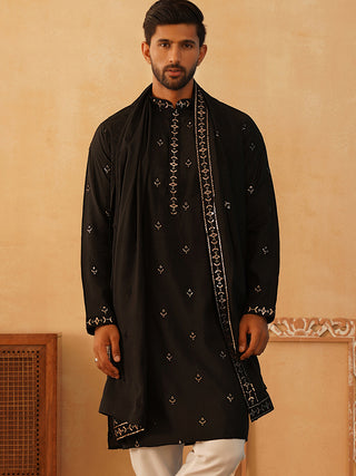 Embroidered & Sequin Kurta With Dupatta