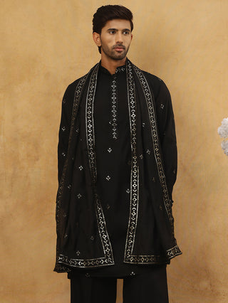 Silk Blend Embroidered Kurta with Dupatta