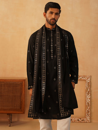 Embroidered & Sequin Kurta With Dupatta