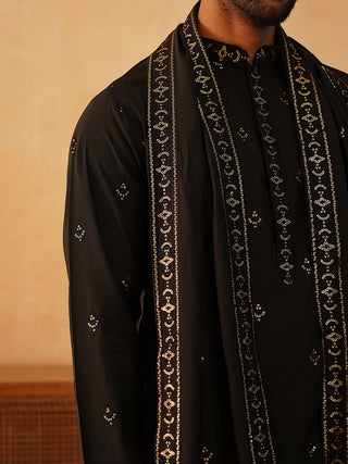 Embroidered & Sequin Kurta With Dupatta