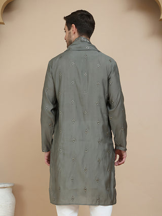 Embroidered & Sequin Kurta With Dupatta