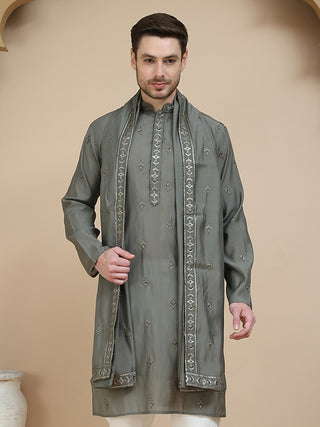 Embroidered & Sequin Kurta With Dupatta