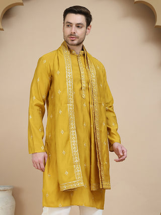 Embroidered & Sequin Kurta With Dupatta