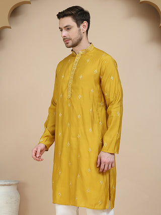 Embroidered & Sequin Kurta With Dupatta