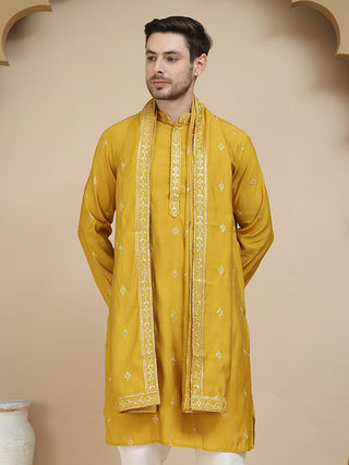 Embroidered & Sequin Kurta With Dupatta
