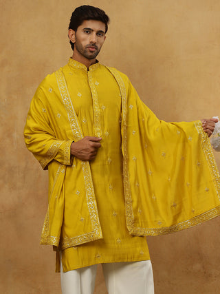 Silk Blend Embroidered Kurta with Dupatta