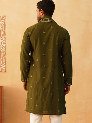 Embroidered & Sequin Kurta With Dupatta