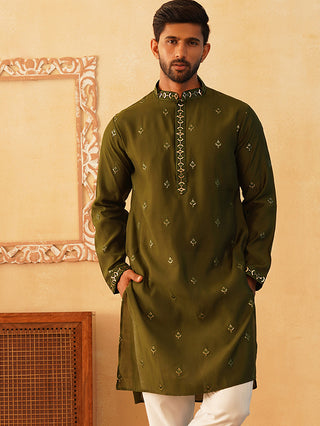 Embroidered & Sequin Kurta With Dupatta