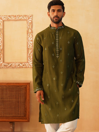 Embroidered & Sequin Kurta With Dupatta