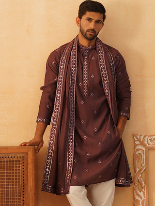 Embroidered & Sequin Kurta With Dupatta