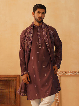 Embroidered & Sequin Kurta With Dupatta