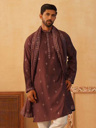 Embroidered & Sequin Kurta With Dupatta