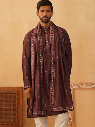 Embroidered & Sequin Kurta With Dupatta