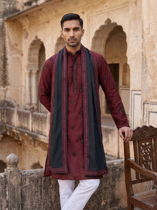 Embroidered & Sequin Kurta With Dupatta
