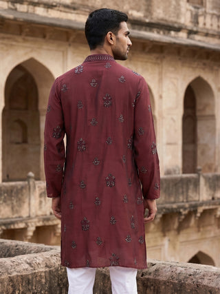 Embroidered & Sequin Kurta With Dupatta