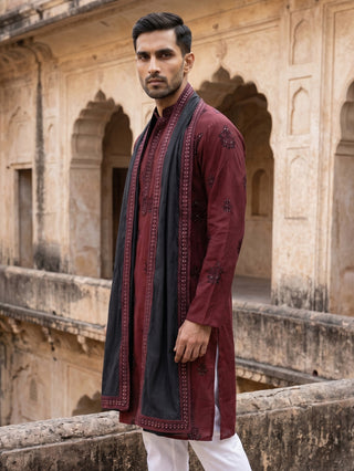 Embroidered & Sequin Kurta With Dupatta