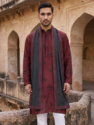 Embroidered & Sequin Kurta With Dupatta