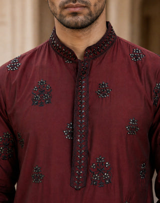 Embroidered & Sequin Kurta With Dupatta