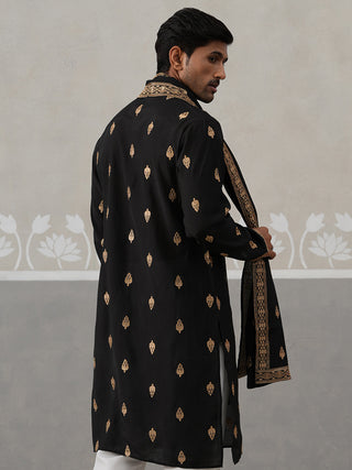 Silk Blend Embroidered Kurtas with Dupatta