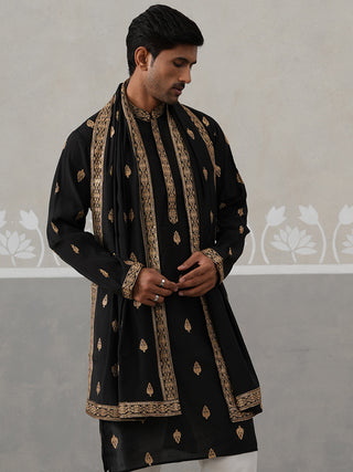 Silk Blend Embroidered Kurtas with Dupatta