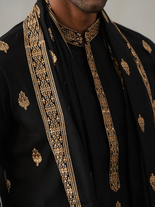 Silk Blend Embroidered Kurtas with Dupatta