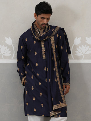 Silk Blend Embroidered Kurtas with Dupatta