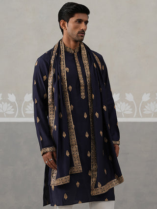 Silk Blend Embroidered Kurtas with Dupatta