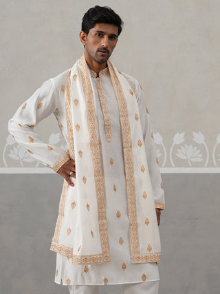 Silk Blend Embroidered Kurtas with Dupatta