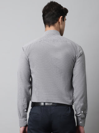 Men Grey Checks Pure Cotton Formal Shirt
