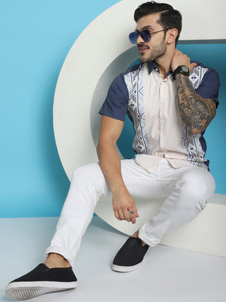 Printed Half Sleeve Lycra Shirt for Men