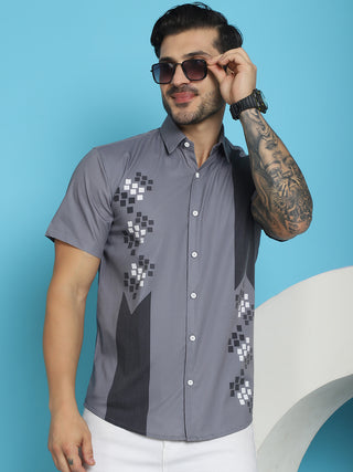 Printed Half Sleeve Lycra Shirt for Men