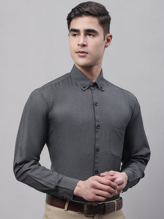 Men's Charcoal Cotton Solid Formal Shirt