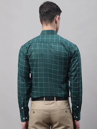 Men's Green Cotton Checked Formal Shirt