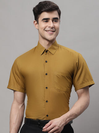 Indian Needle Men's Cotton Half Sleeves Solid Formal Shirts