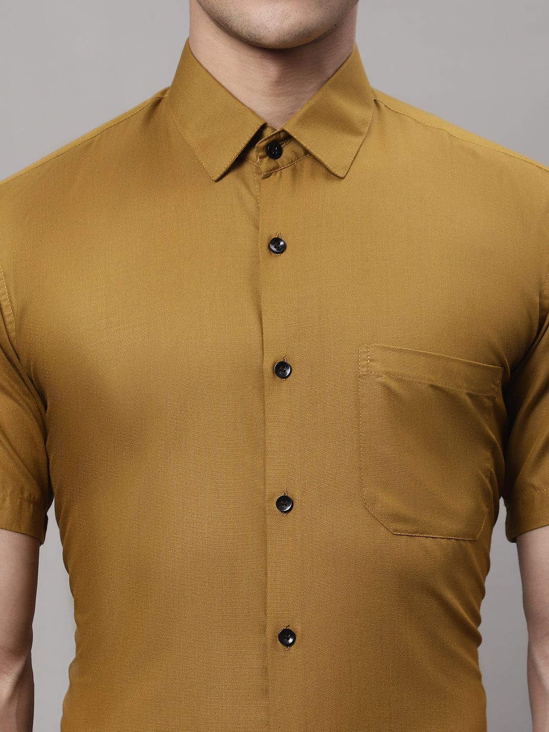 Jainish Men's Cotton Half Sleeves Solid Formal Shirts