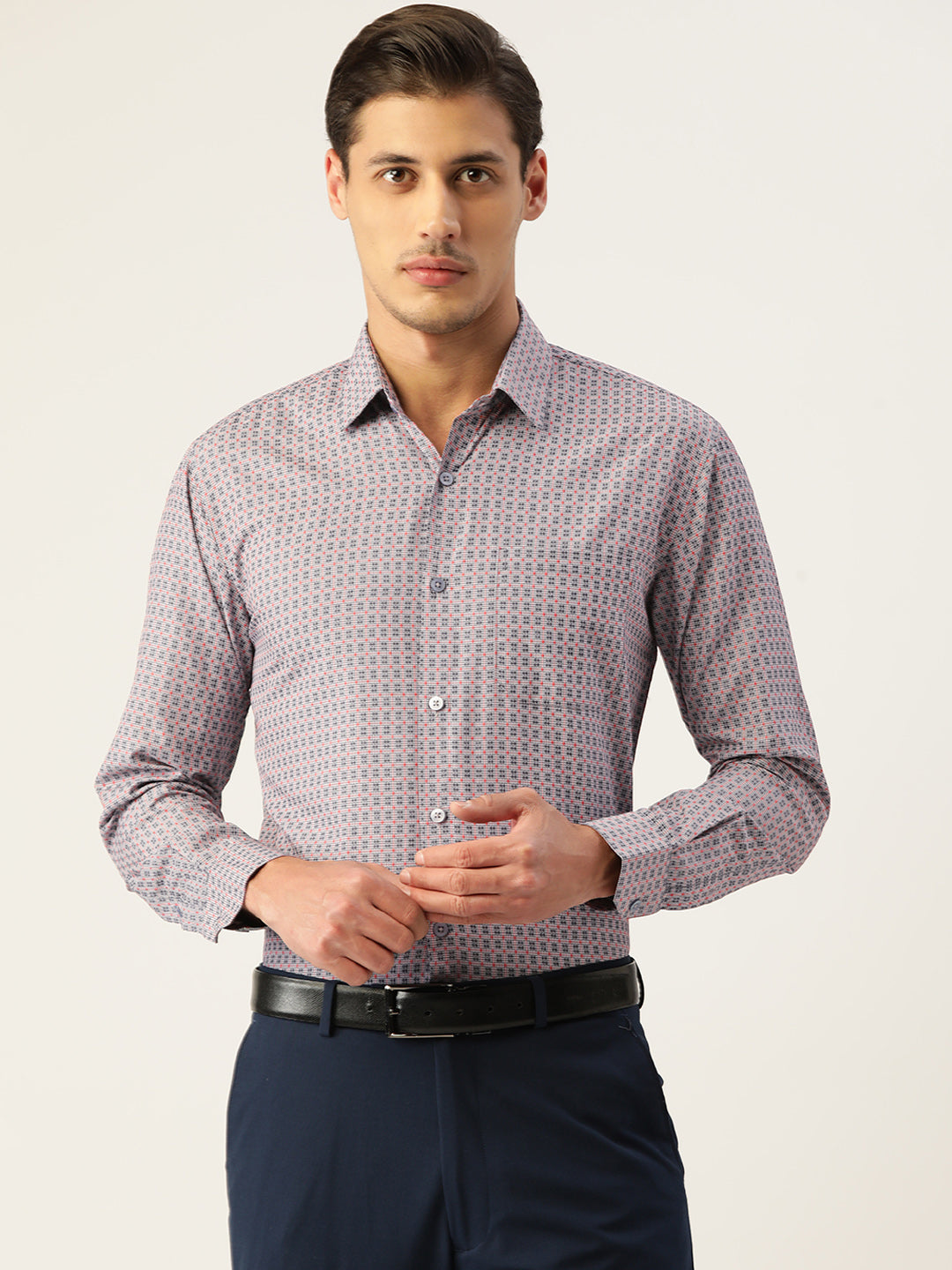 Jainish Men's Cotton Micro Checked Formal Shirts