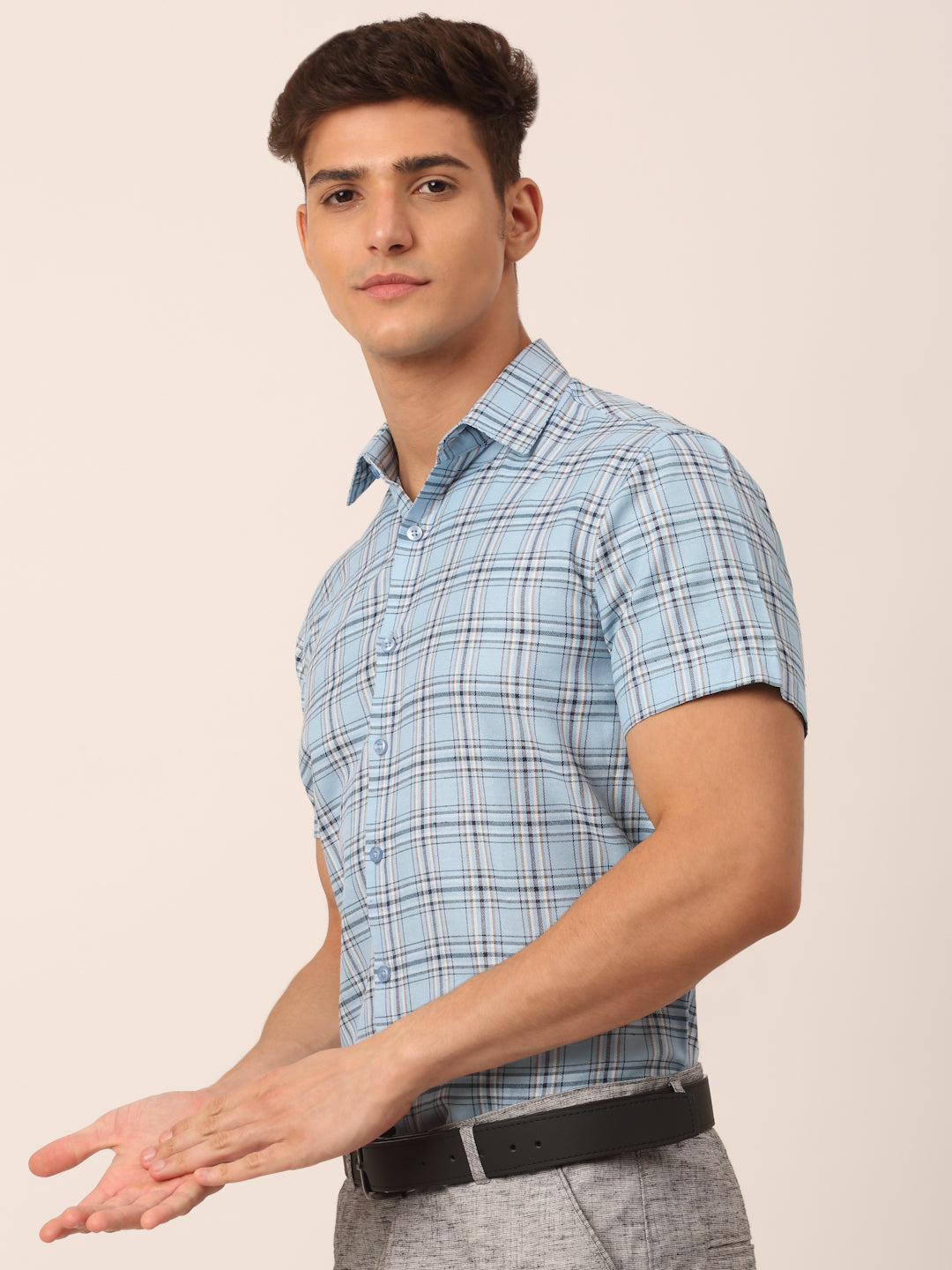 Men's Cotton Checked Half Sleeves Formal Shirts
