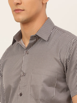 Men White Classic Striped Formal Shirt
