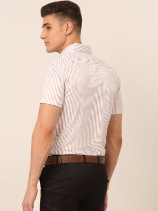 Men White Classic Striped Formal Shirt