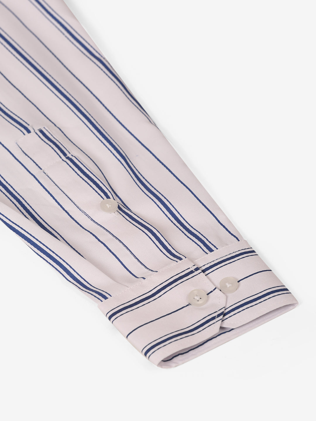 Men White & Blue Classic Striped Formal Shirt