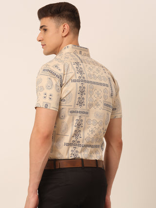 Indian Needle Men's Cotton Printed Formal Shirts