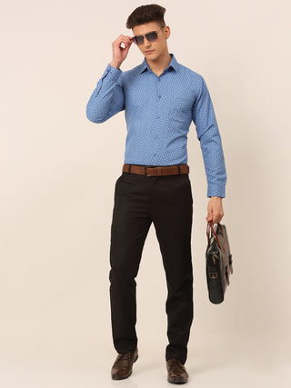 Men Blue Classic Printed Formal Shirt