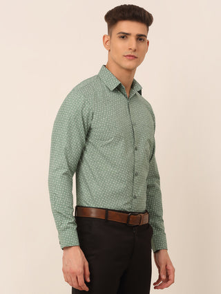 Men Green Classic Printed Formal Shirt